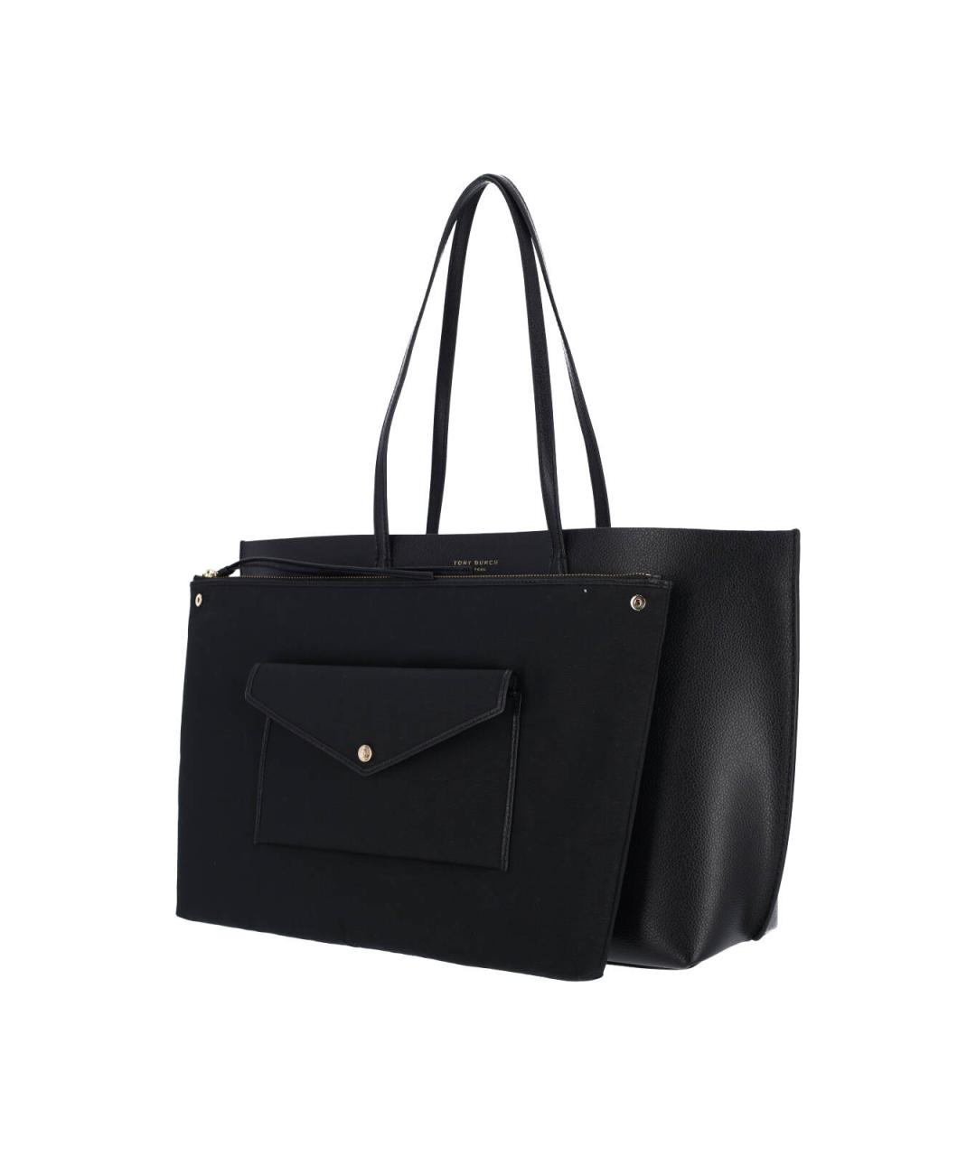 TORY BURCH Черная кожаная сумка тоут, фото 2