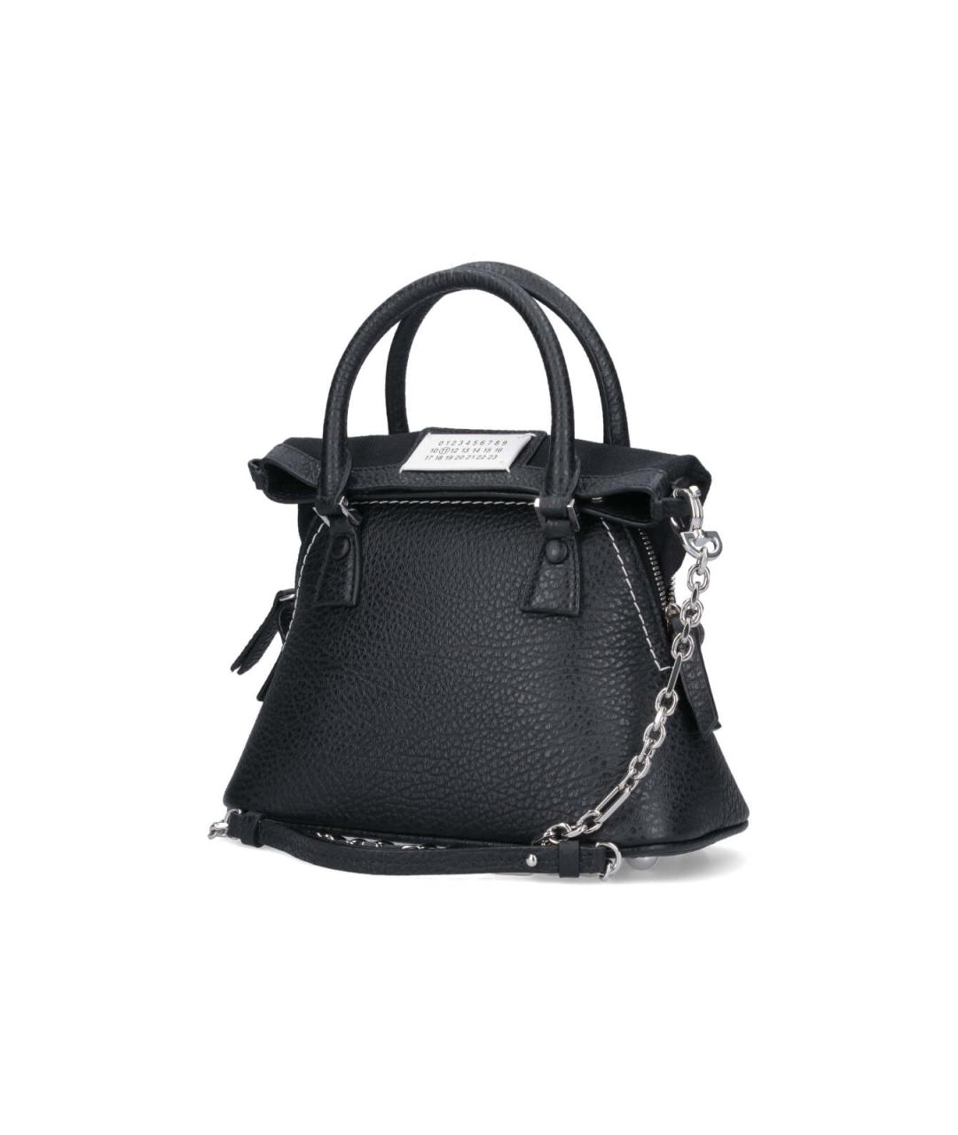 MAISON MARGIELA Черная кожаная сумка с короткими ручками, фото 2