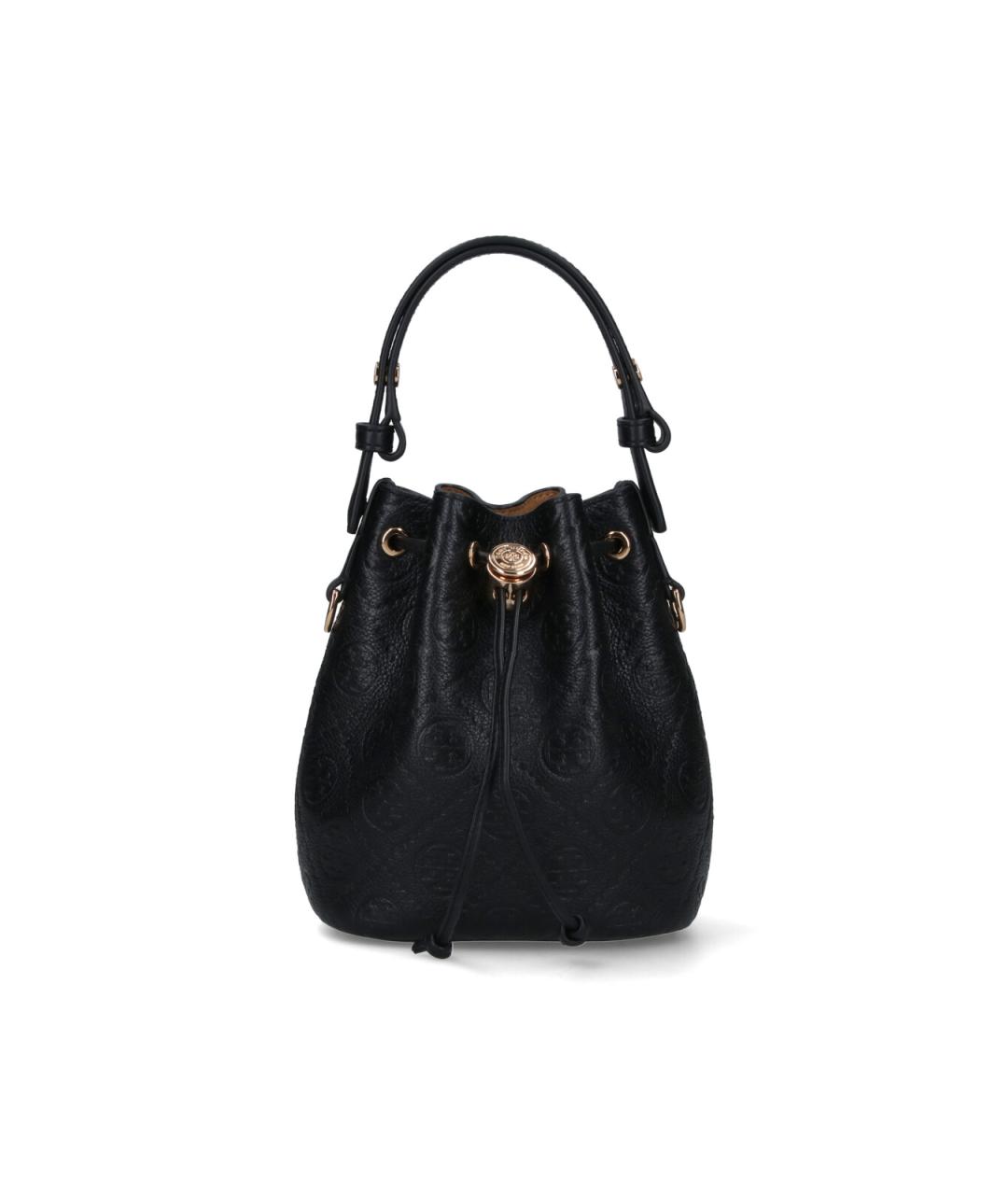 TORY BURCH Черная кожаная сумка с короткими ручками, фото 1