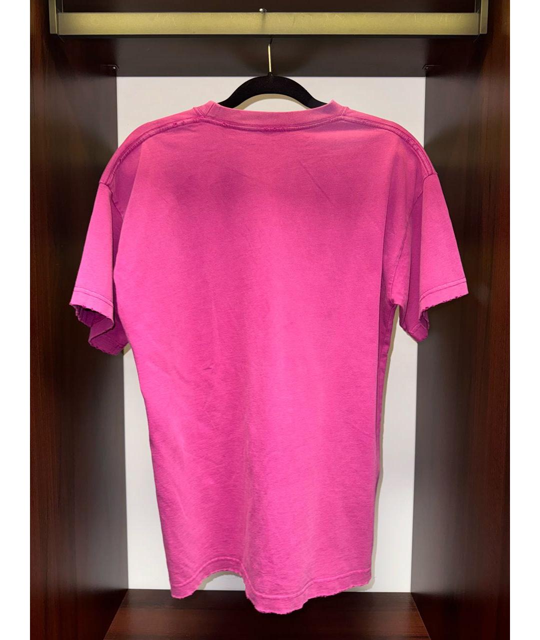 BALENCIAGA Фуксия хлопковая футболка, фото 2