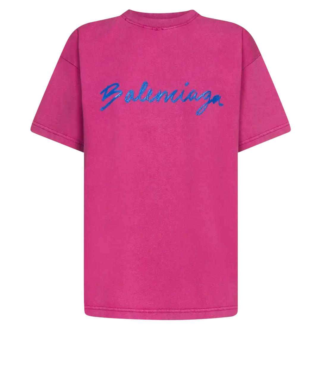BALENCIAGA Фуксия хлопковая футболка, фото 1