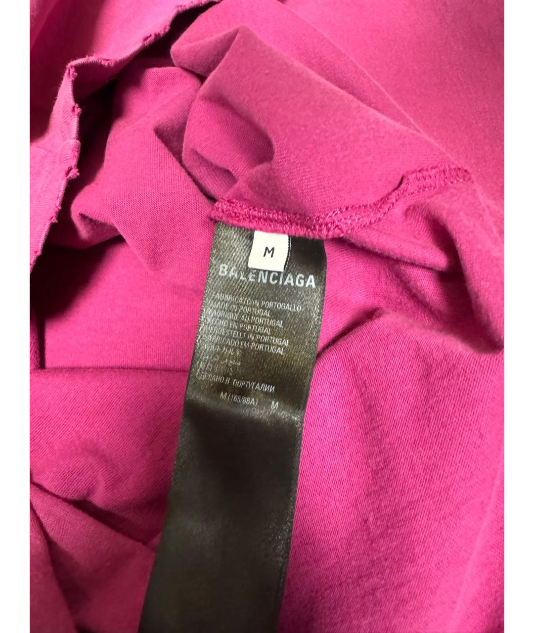 BALENCIAGA Фуксия хлопковая футболка, фото 3