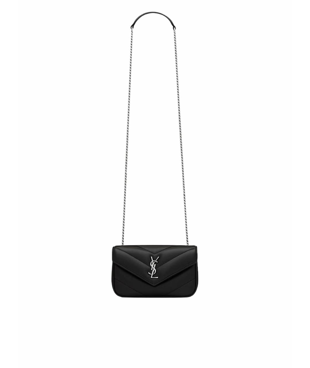 SAINT LAURENT Черная кожаная сумка через плечо, фото 1