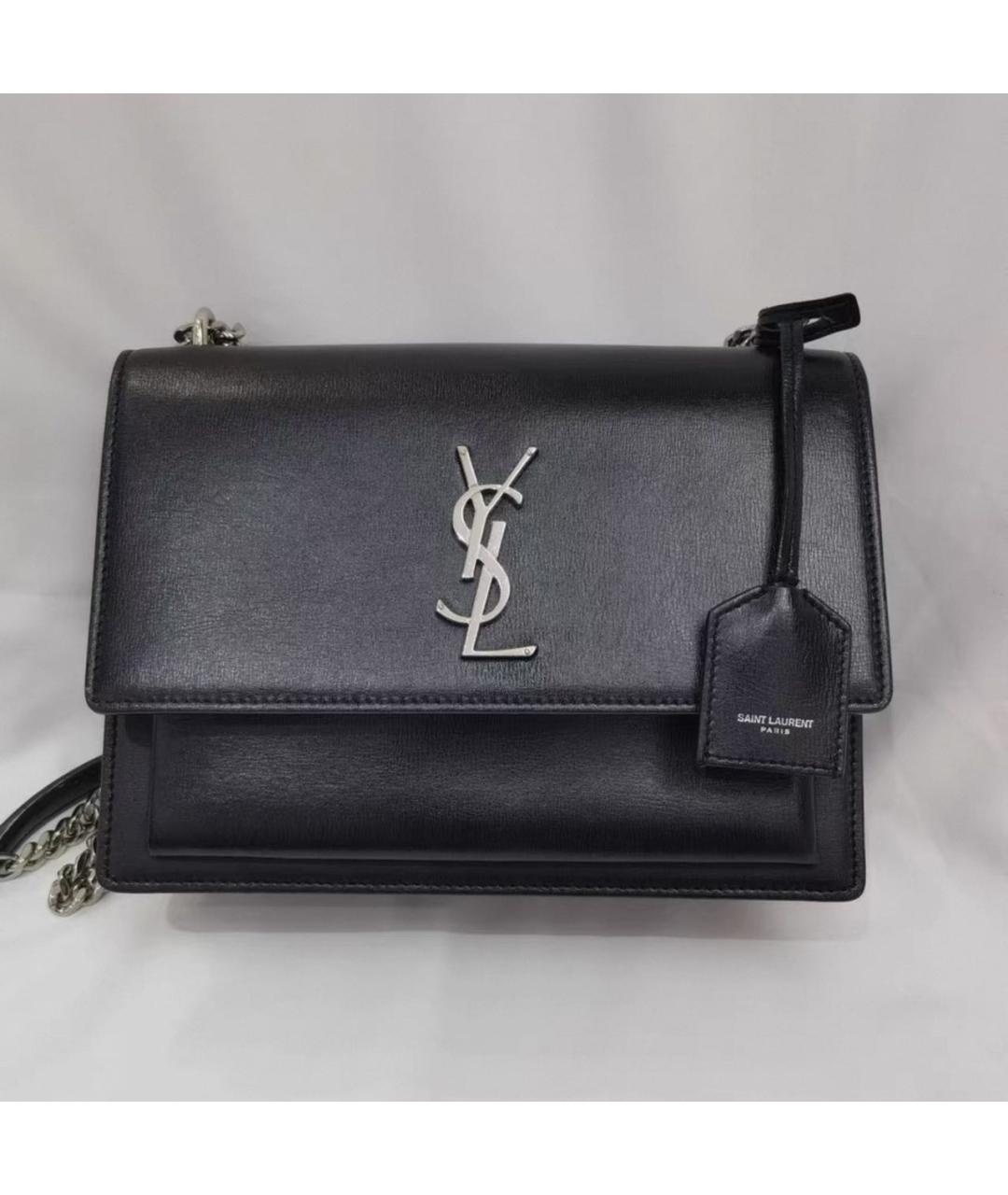 SAINT LAURENT Черная кожаная сумка через плечо, фото 9