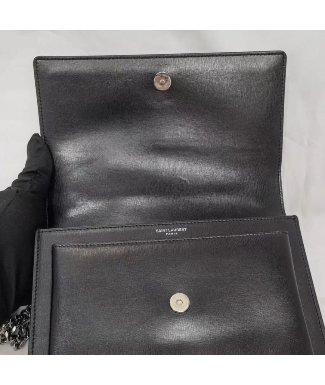 SAINT LAURENT Черная кожаная сумка через плечо, фото 4