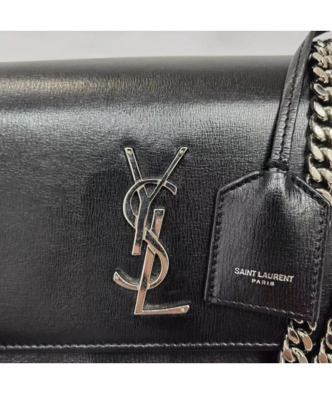 SAINT LAURENT Черная кожаная сумка через плечо, фото 3