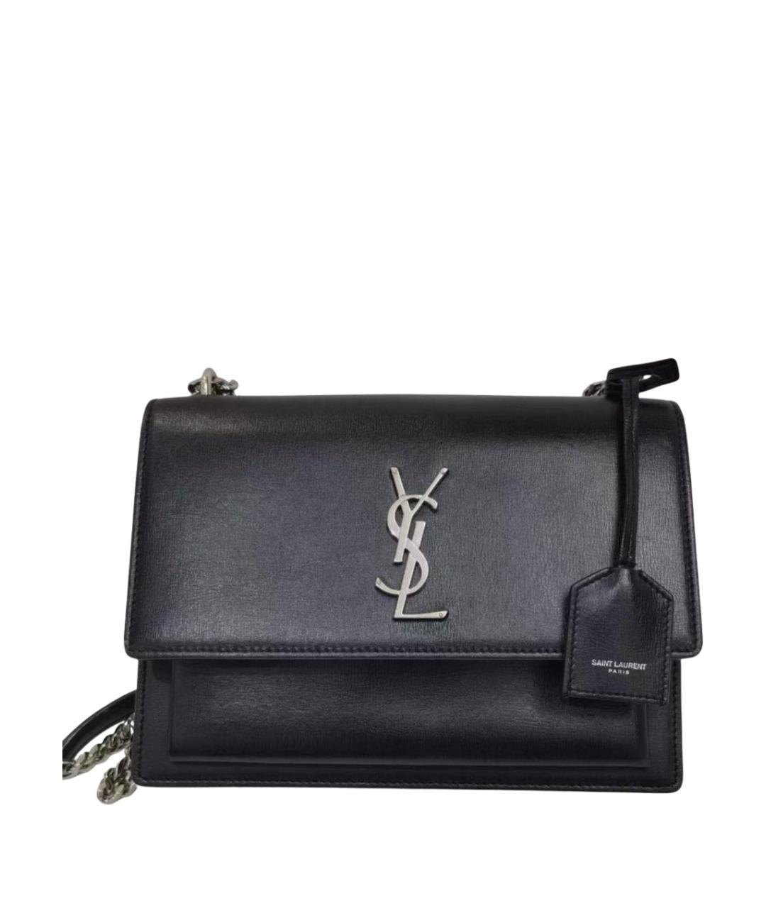 SAINT LAURENT Черная кожаная сумка через плечо, фото 1