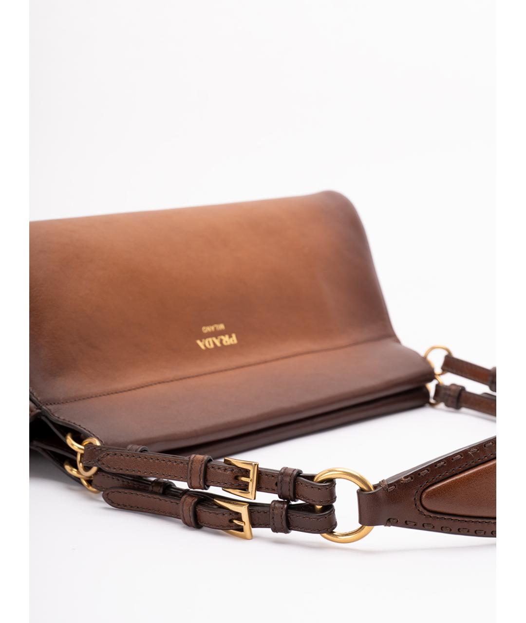 PRADA Коричневая кожаная сумка через плечо, фото 4