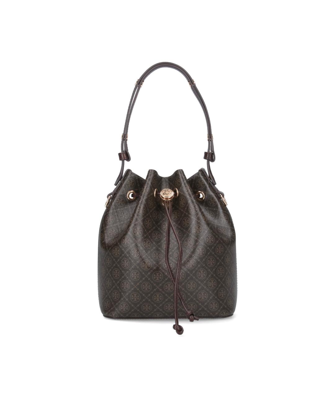 TORY BURCH Коричневая кожаная сумка с короткими ручками, фото 1