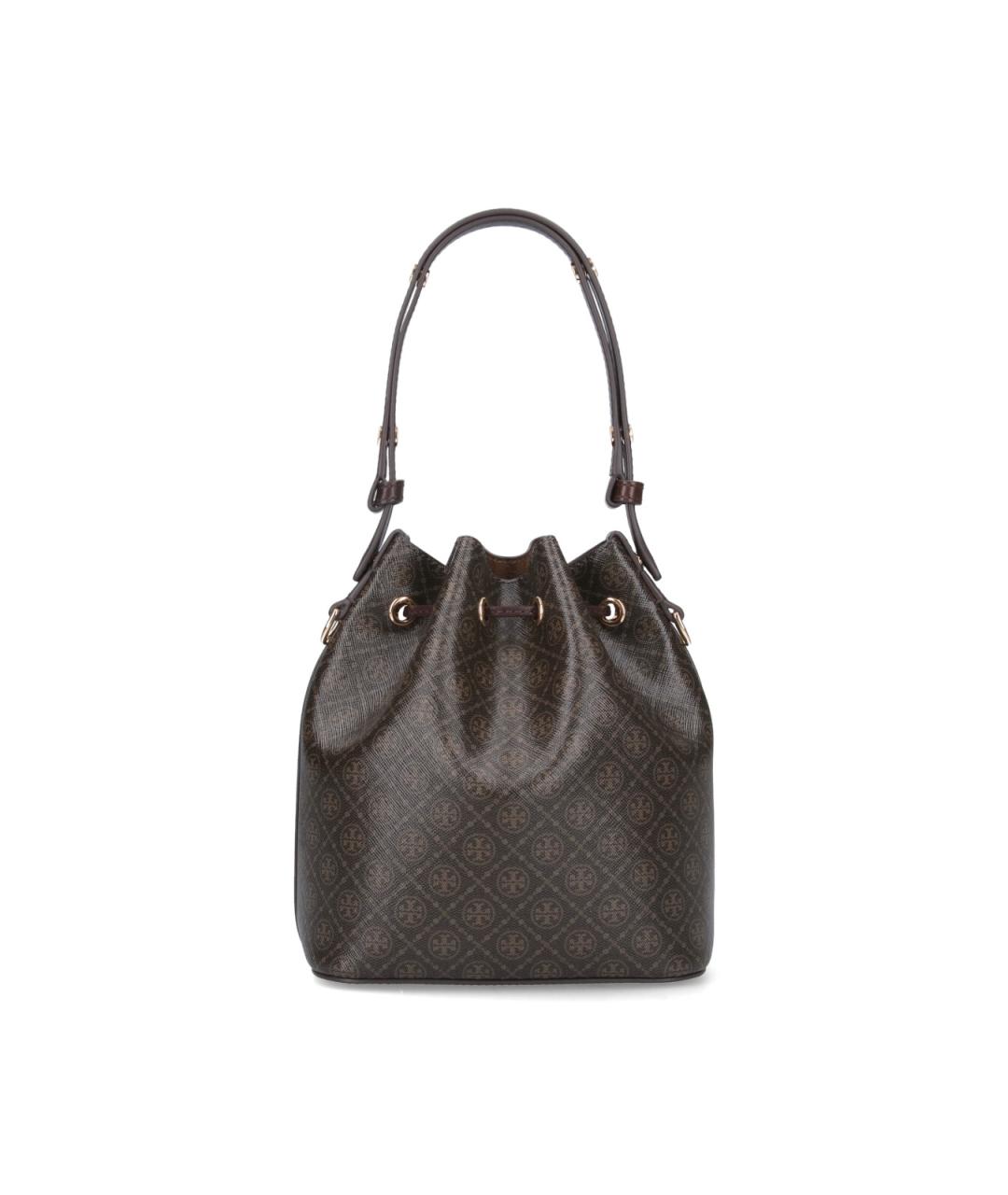 TORY BURCH Коричневая кожаная сумка с короткими ручками, фото 3