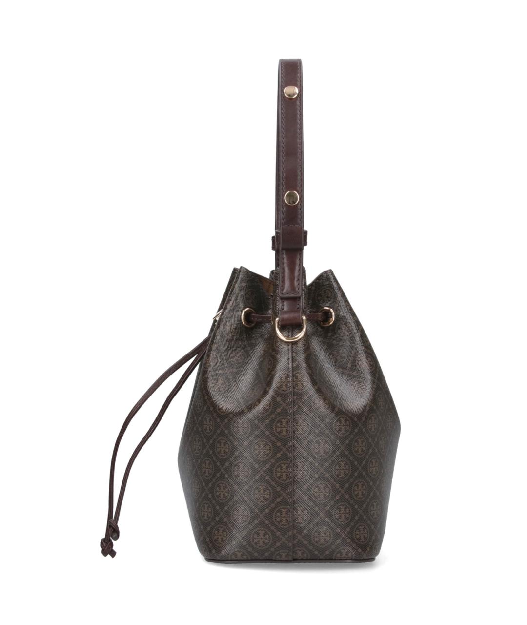 TORY BURCH Коричневая кожаная сумка с короткими ручками, фото 5