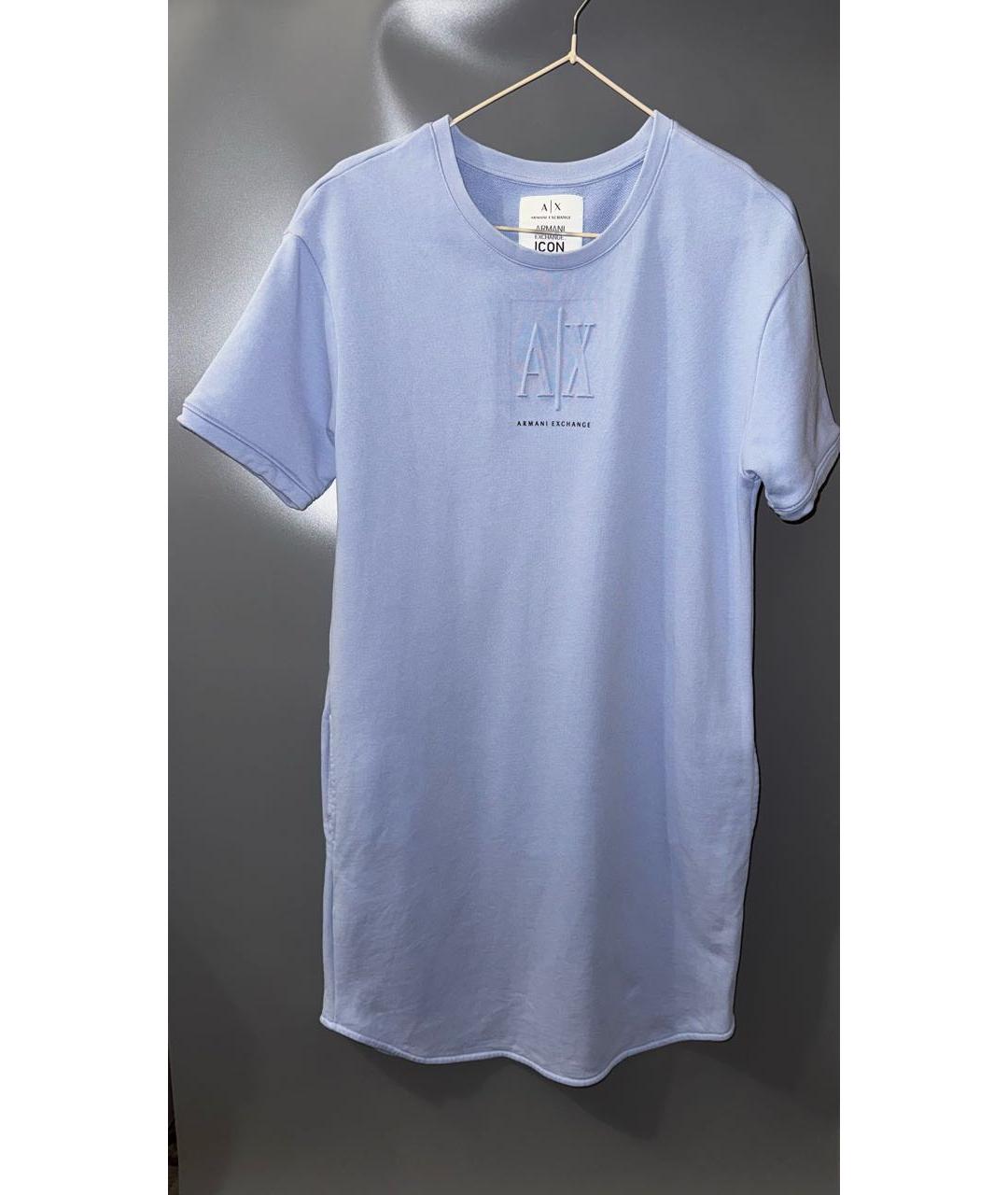 ARMANI EXCHANGE Голубое хлопковое повседневное платье, фото 5