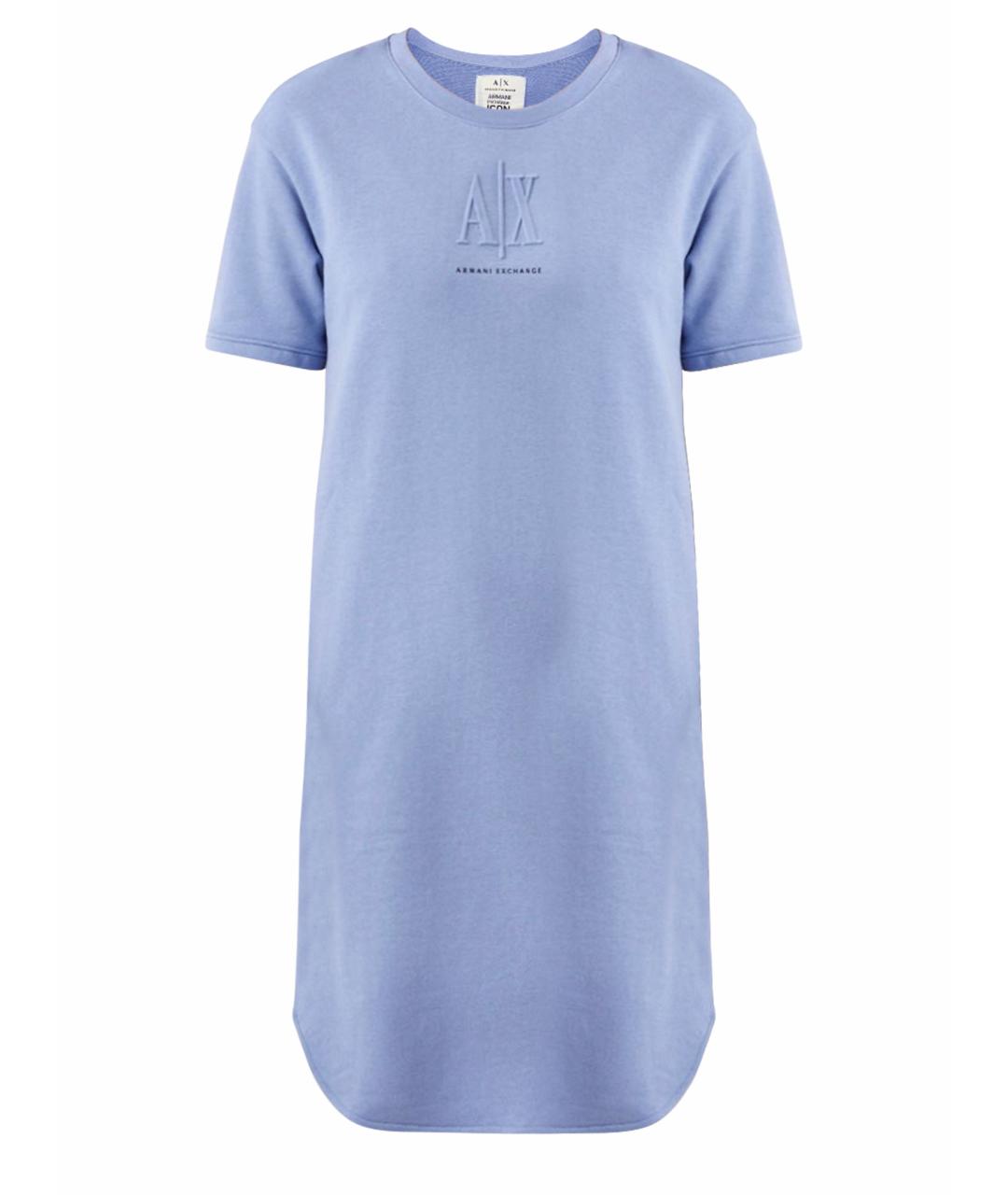 ARMANI EXCHANGE Голубое хлопковое повседневное платье, фото 10