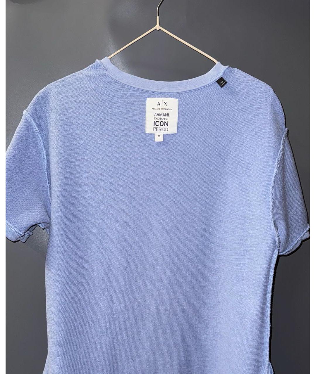 ARMANI EXCHANGE Голубое хлопковое повседневное платье, фото 3