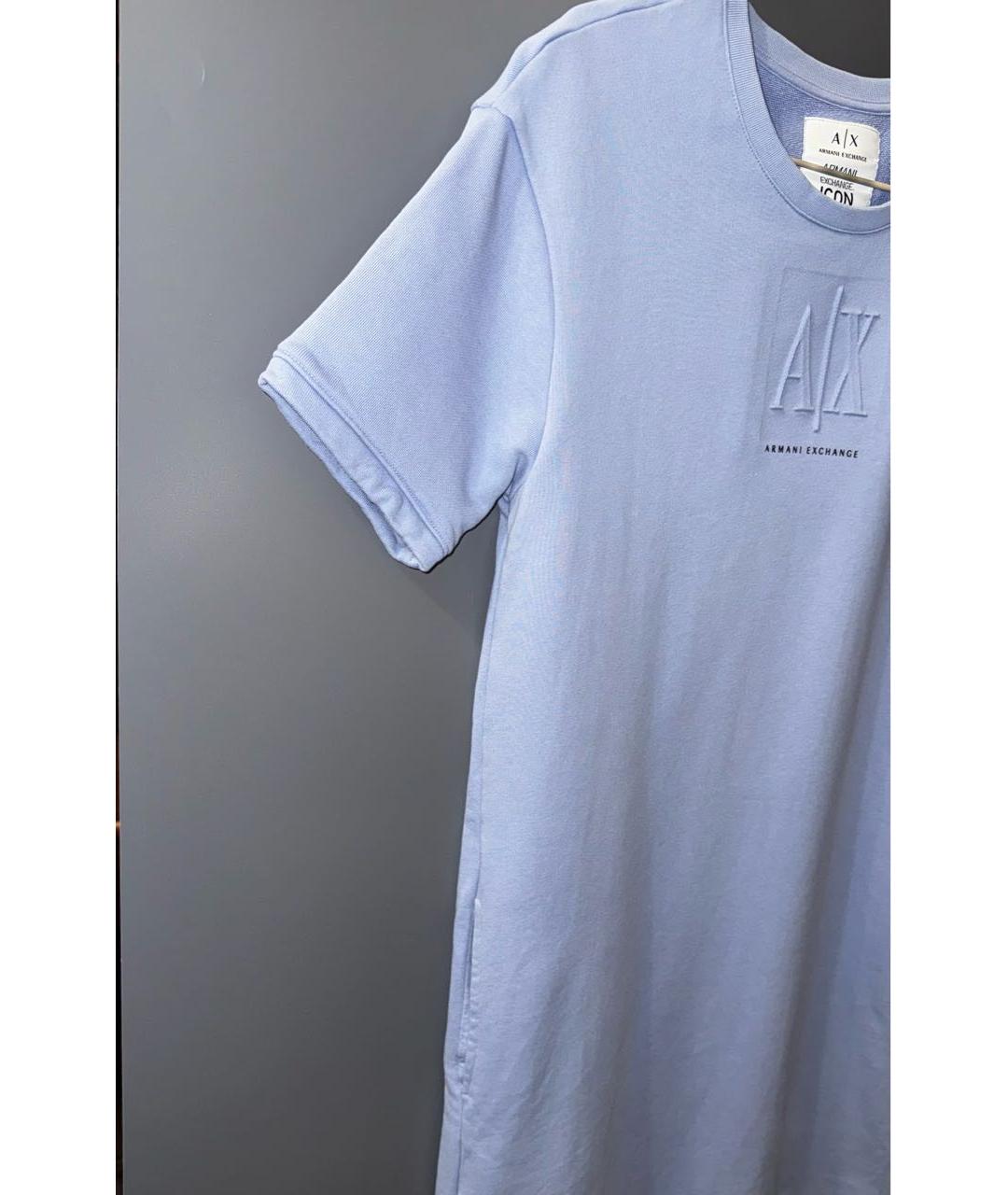 ARMANI EXCHANGE Голубое хлопковое повседневное платье, фото 8