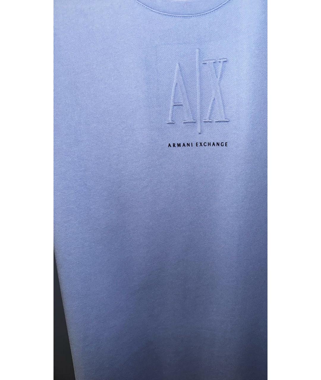 ARMANI EXCHANGE Голубое хлопковое повседневное платье, фото 4