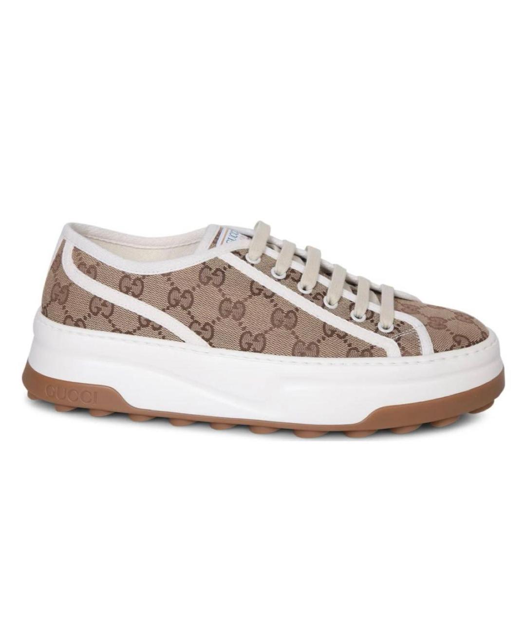 GUCCI Бежевые текстильные кеды, фото 3
