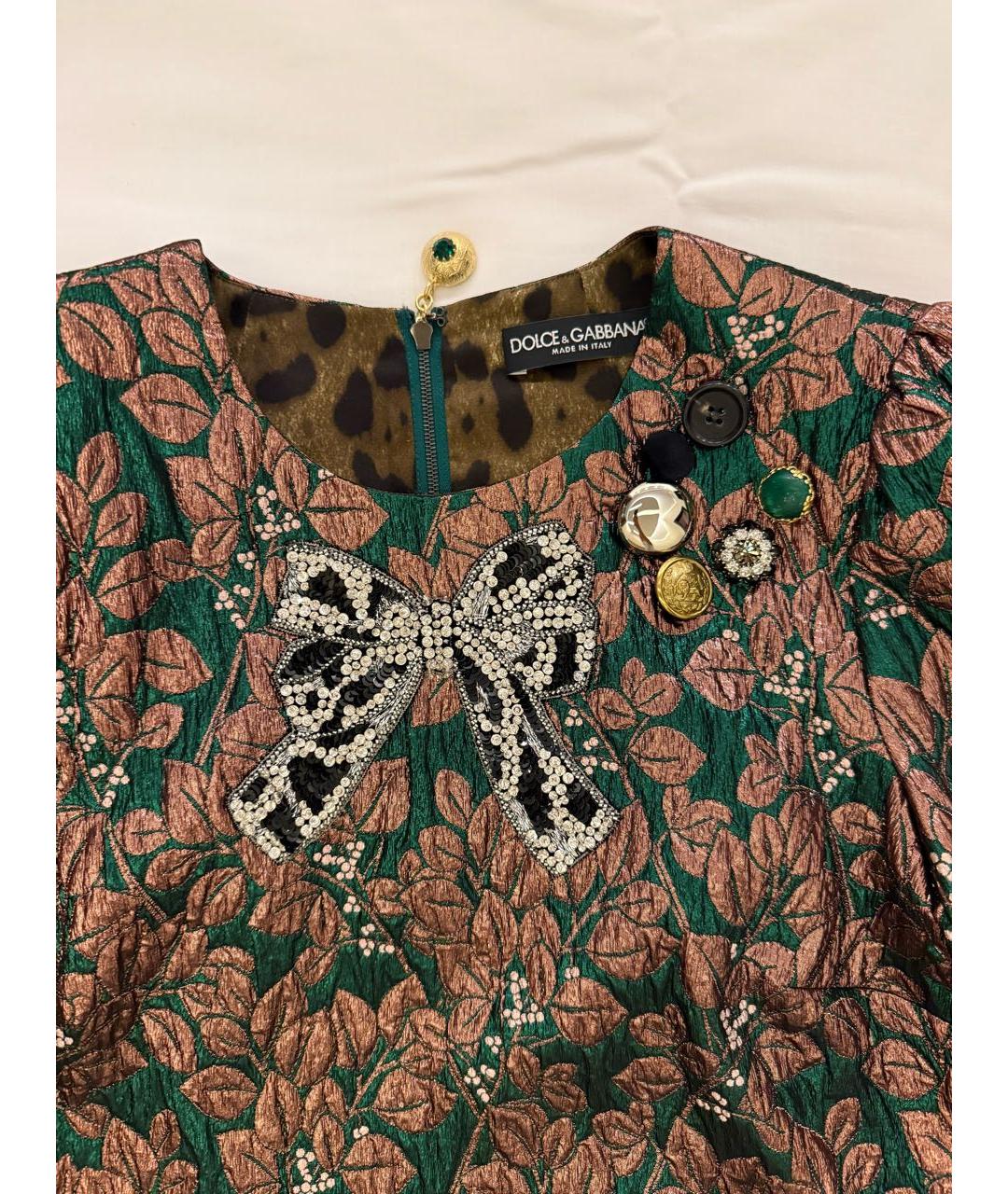 DOLCE&GABBANA Мульти полиэстеровое коктейльное платье, фото 4