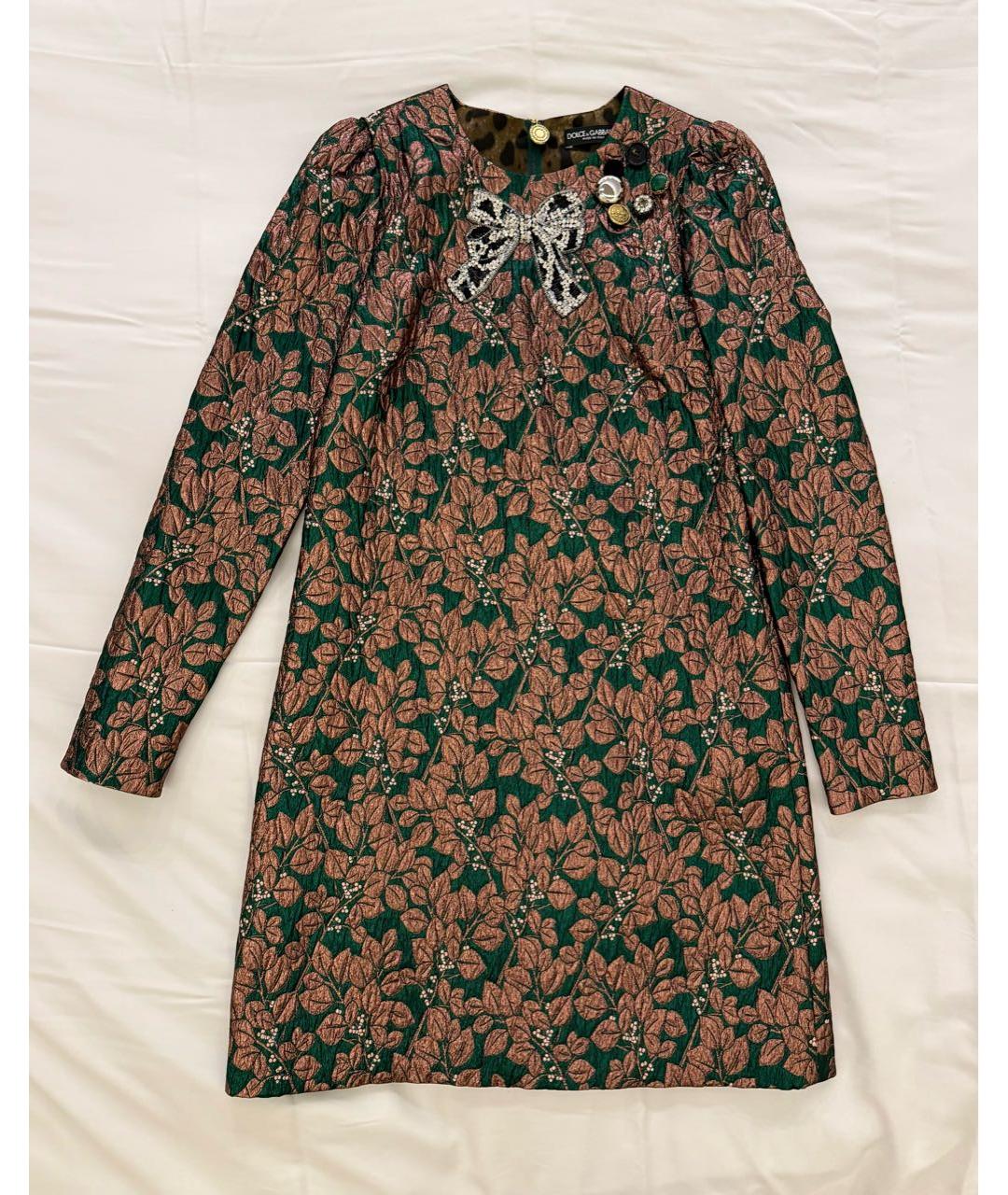 DOLCE&GABBANA Мульти полиэстеровое коктейльное платье, фото 6