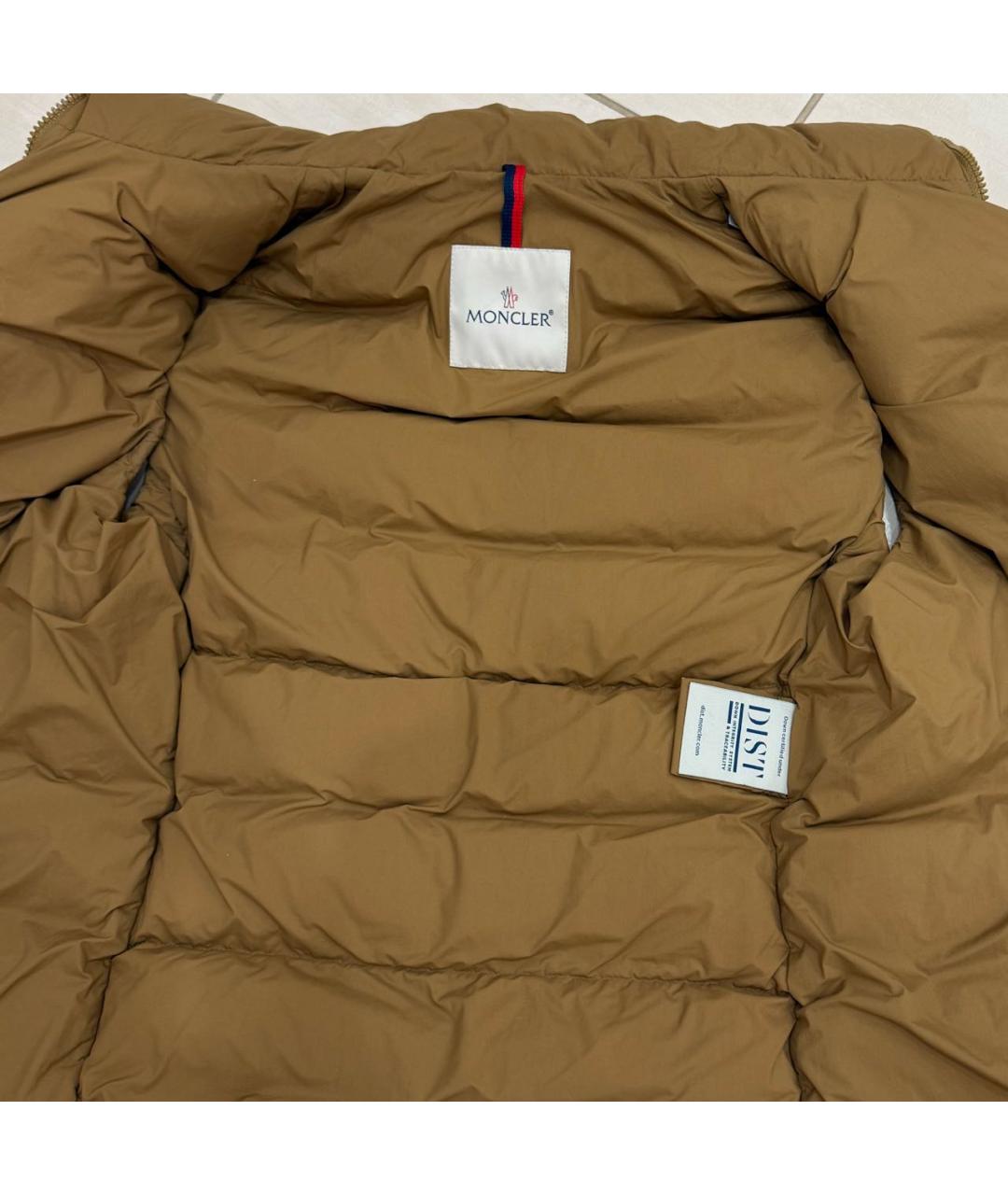 MONCLER Горчичный полиамидовый жилет, фото 3