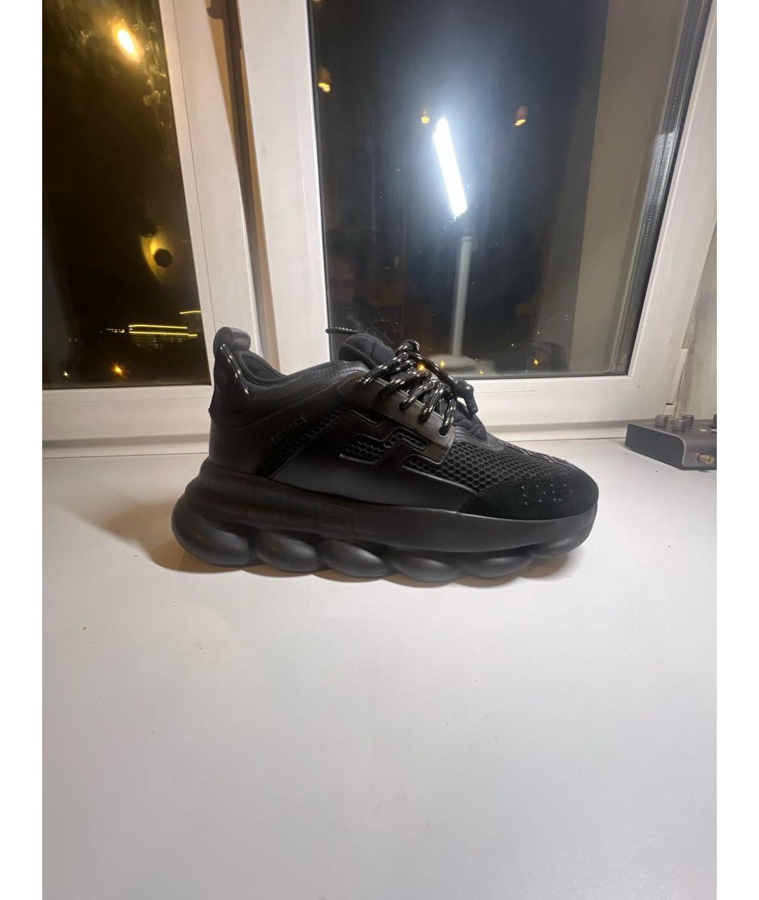 VERSACE Черные замшевые низкие кроссовки / кеды, фото 5