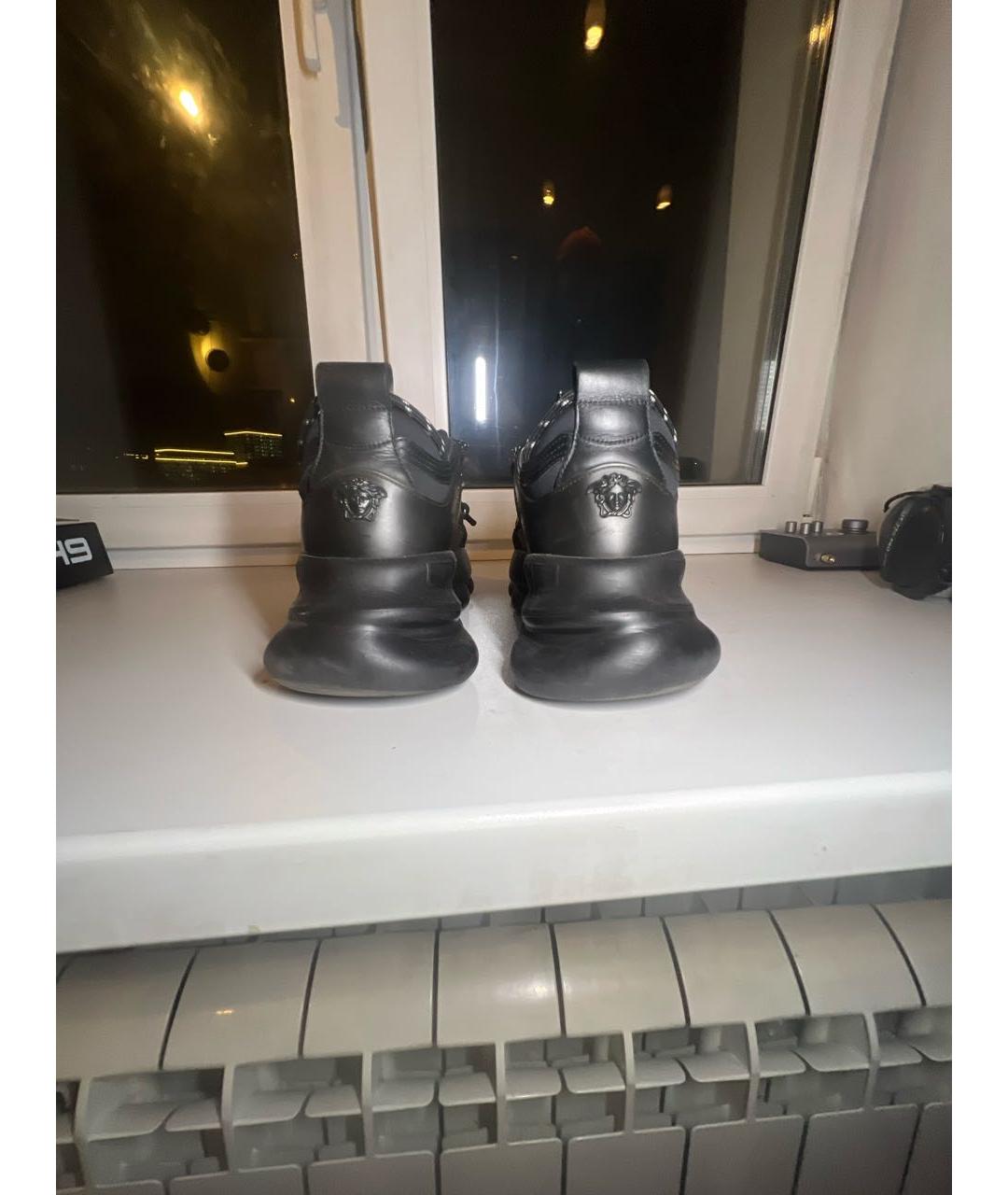 VERSACE Черные замшевые низкие кроссовки / кеды, фото 4