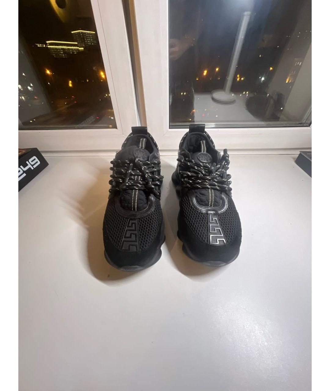 VERSACE Черные замшевые низкие кроссовки / кеды, фото 2