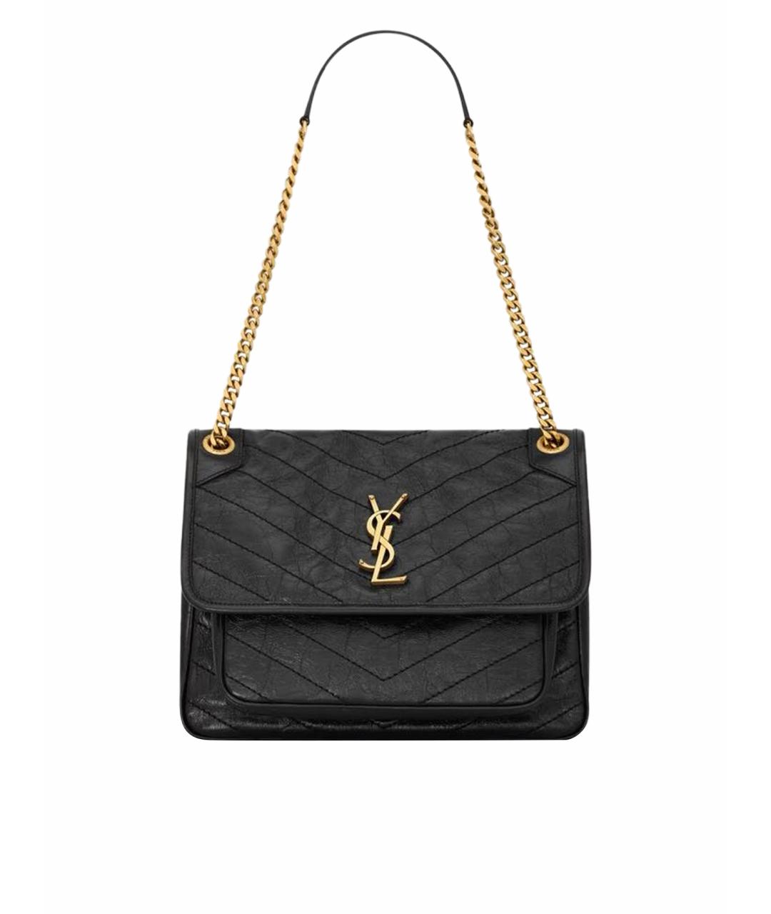 SAINT LAURENT Черная кожаная сумка через плечо, фото 1