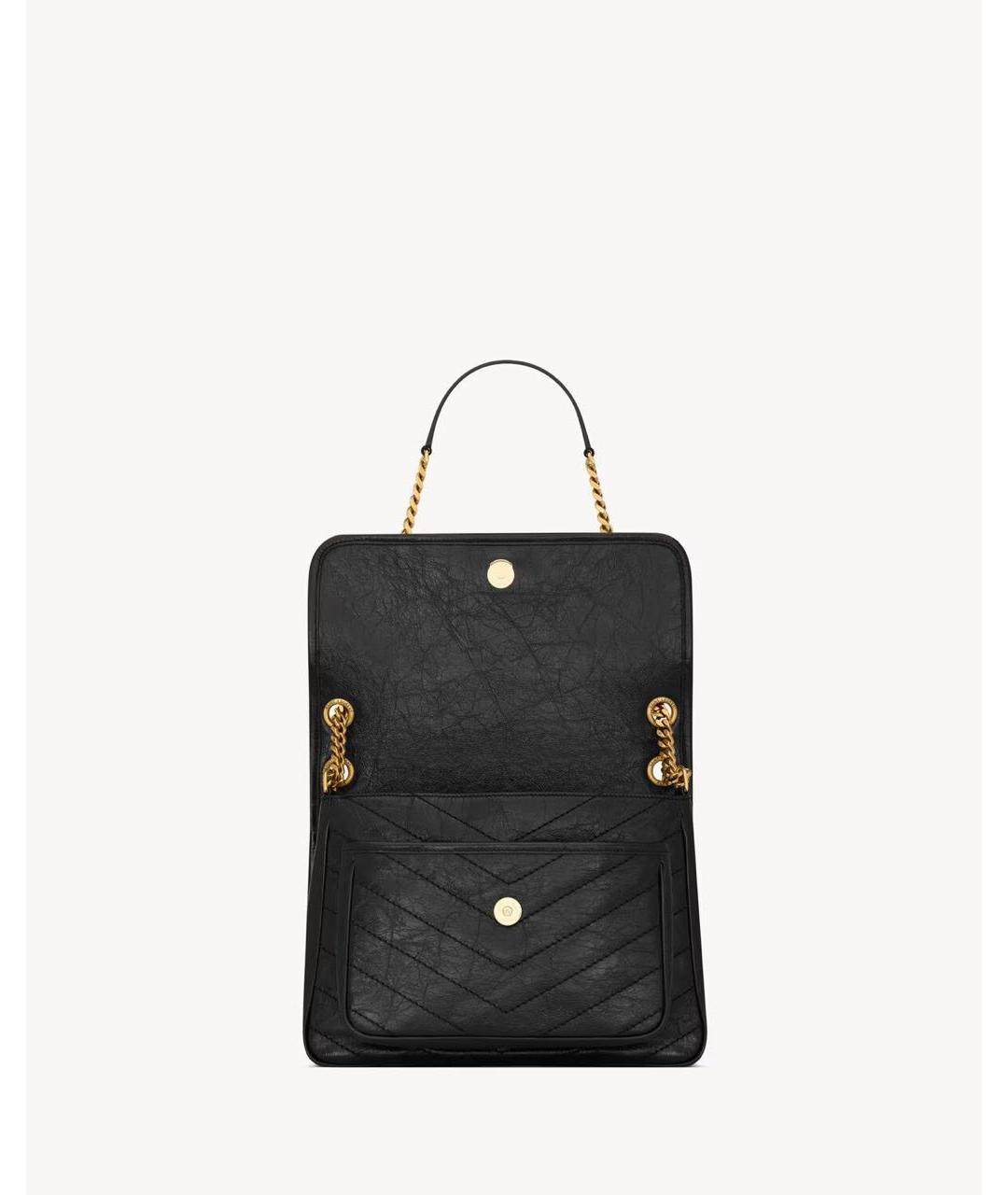 SAINT LAURENT Черная кожаная сумка через плечо, фото 4