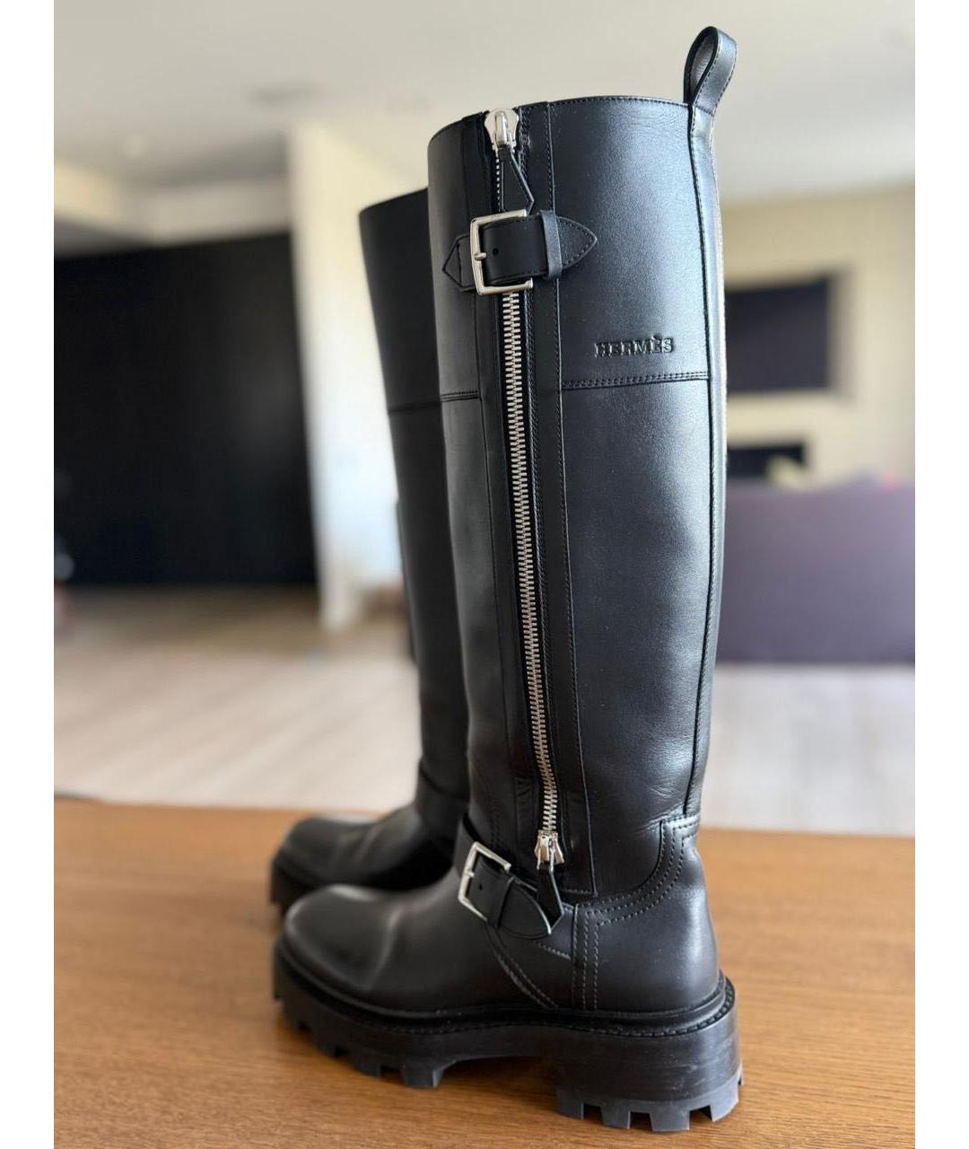 HERMES Черные кожаные сапоги, фото 4