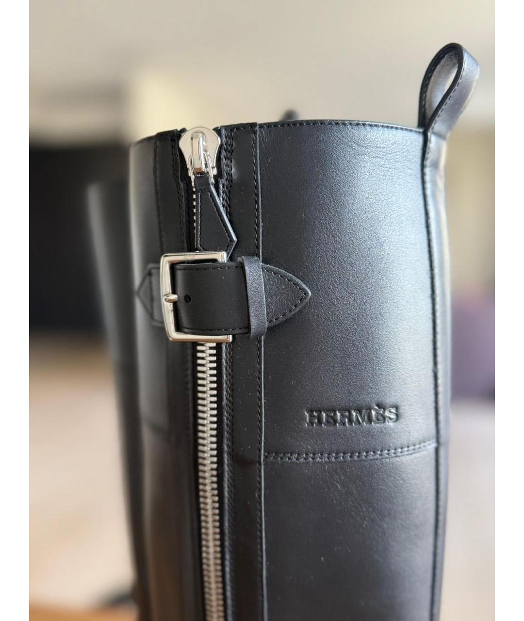 HERMES Черные кожаные сапоги, фото 7