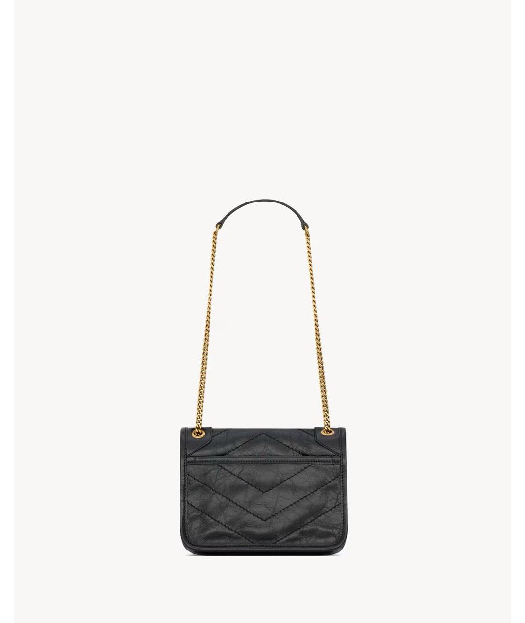 SAINT LAURENT Черная кожаная сумка через плечо, фото 2