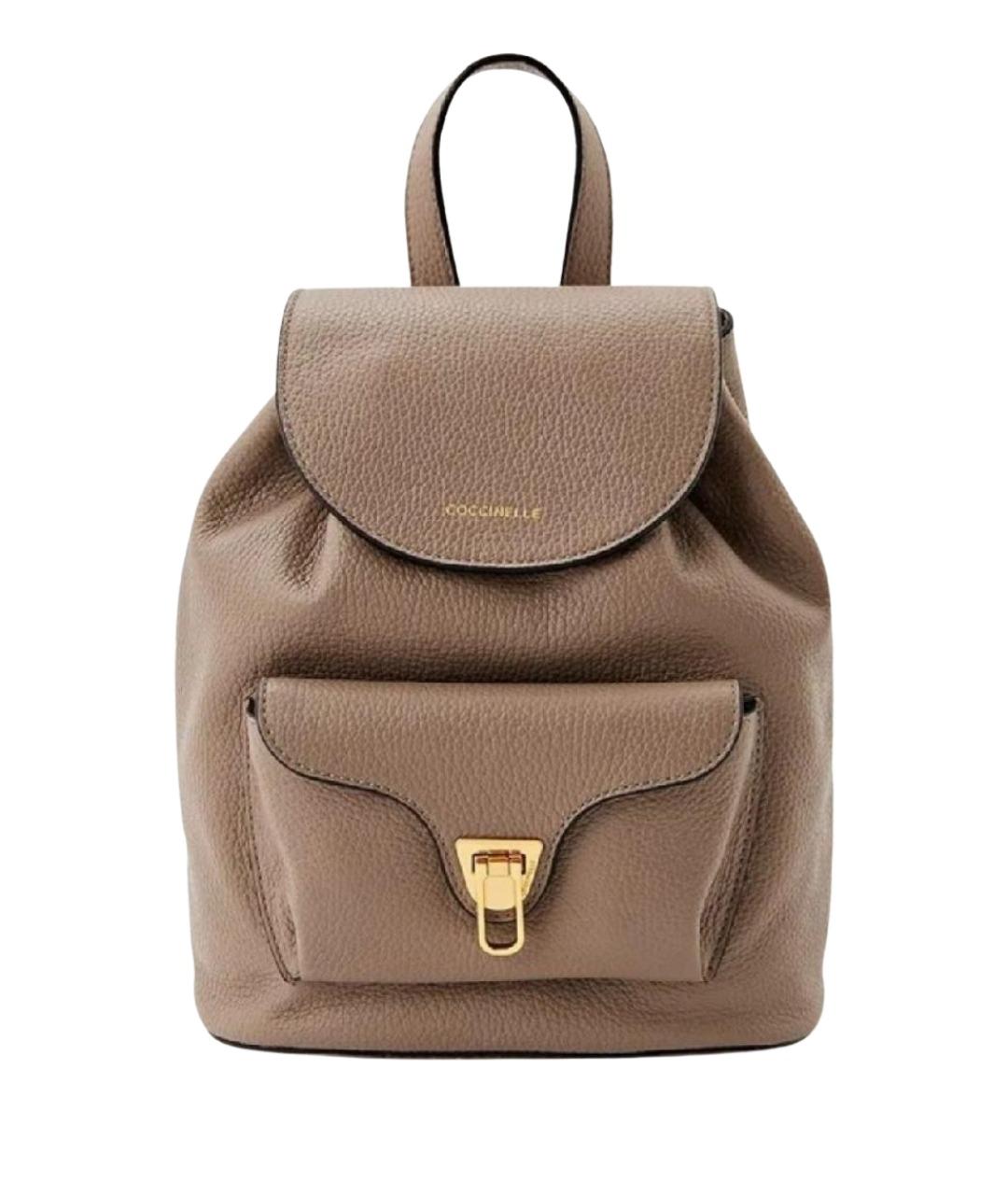COCCINELLE Бежевый кожаный рюкзак, фото 1