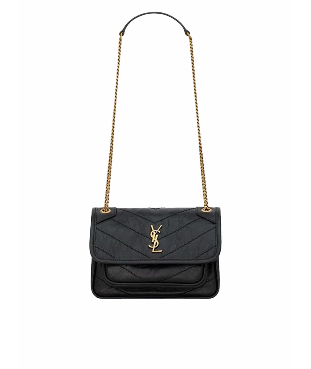 SAINT LAURENT Черная кожаная сумка через плечо, фото 1