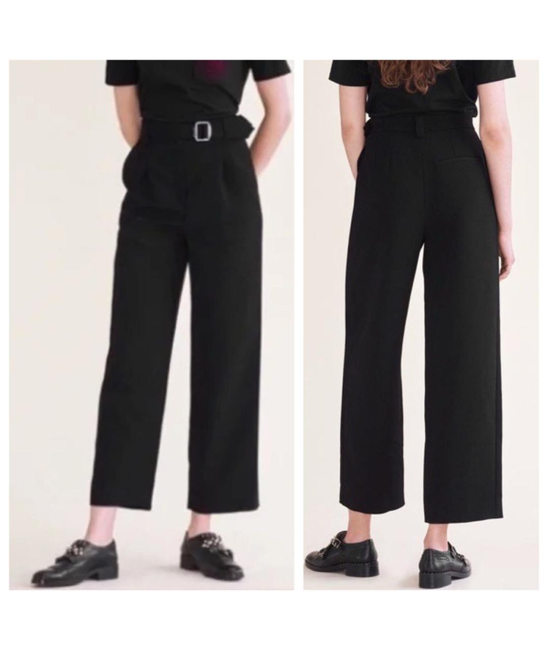 MAJE Черные полиэстеровые прямые брюки, фото 2