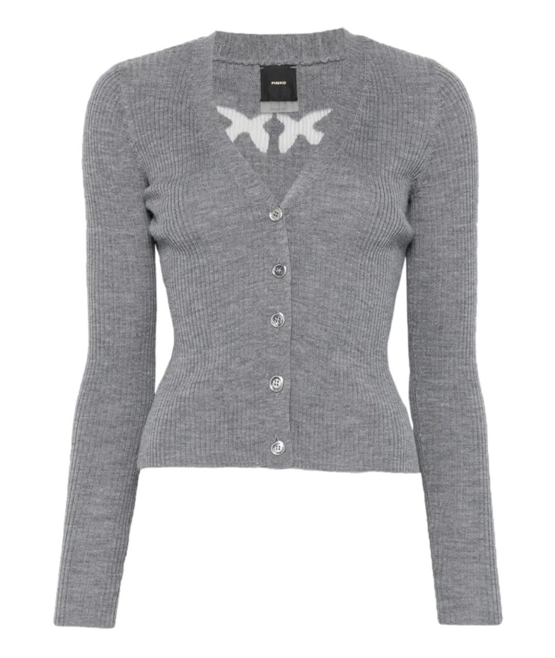 PINKO Серый шерстяной кардиган, фото 1