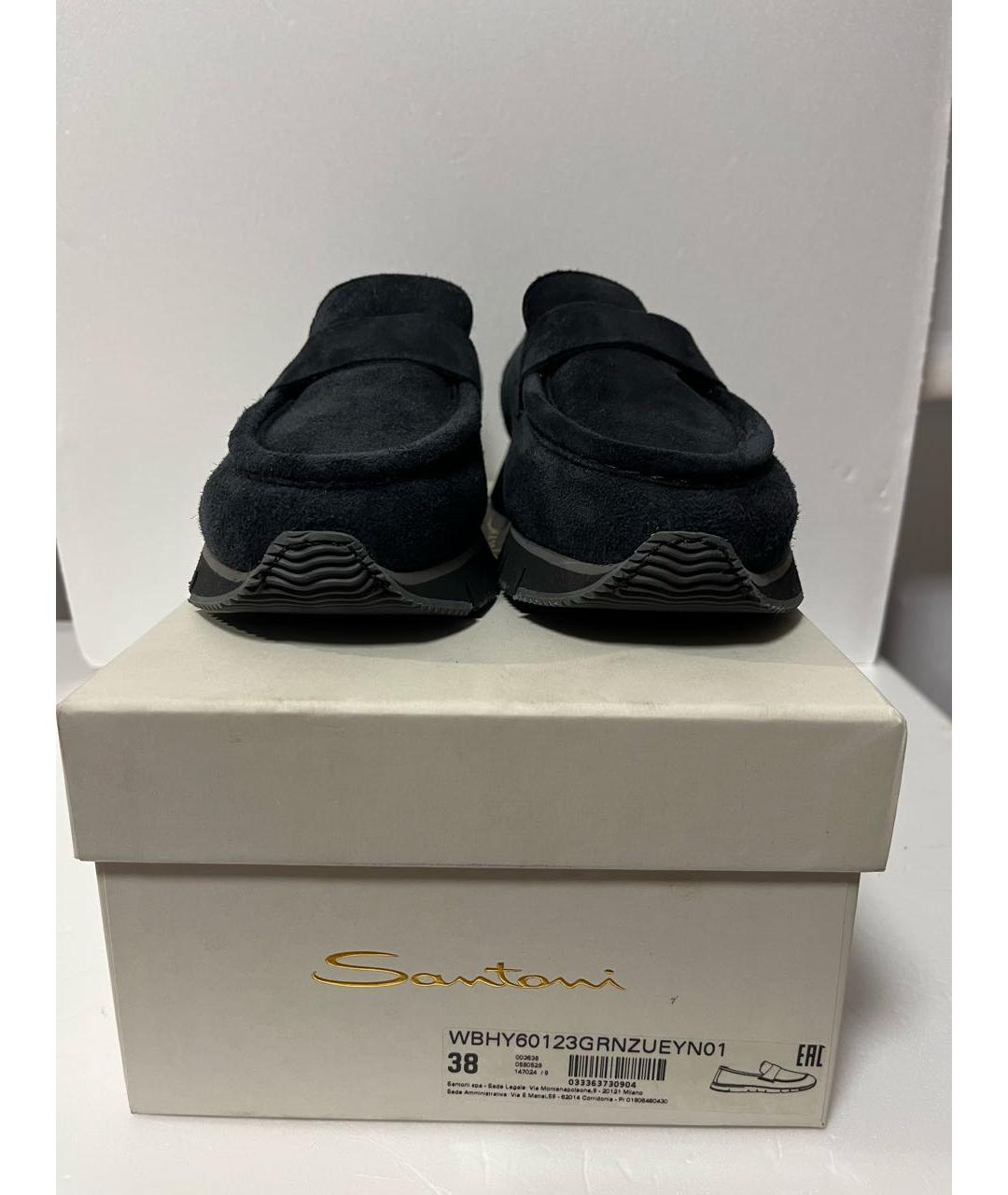 SANTONI Черные замшевые мокасины, фото 5