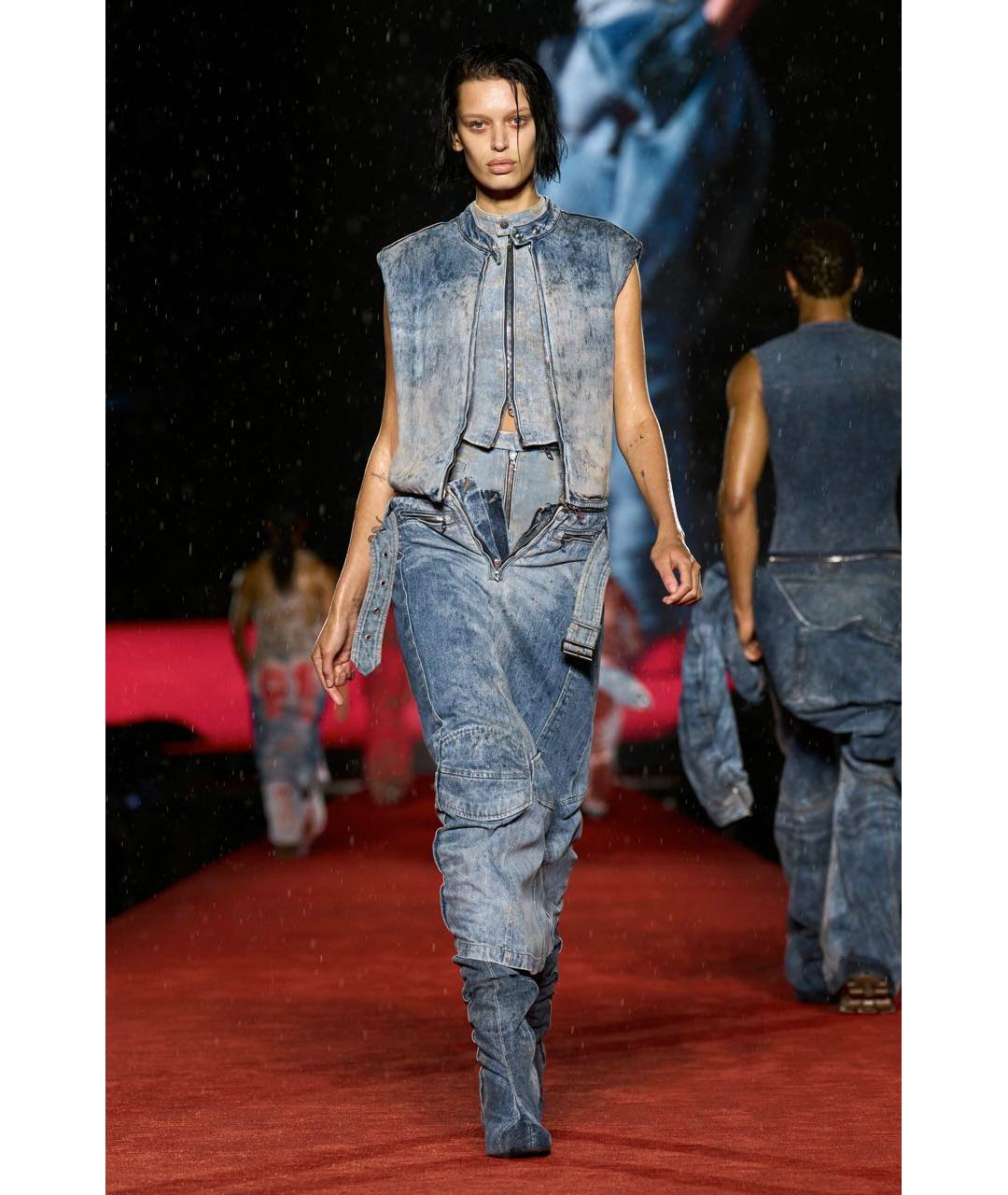 DIESEL Голубые хлопко-эластановые джинсы слим, фото 2