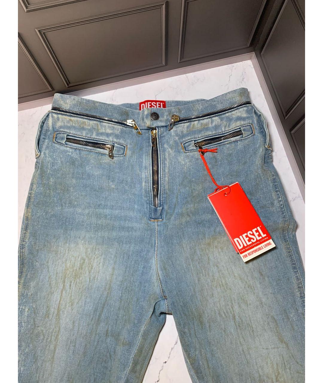 DIESEL Голубые хлопко-эластановые джинсы слим, фото 4