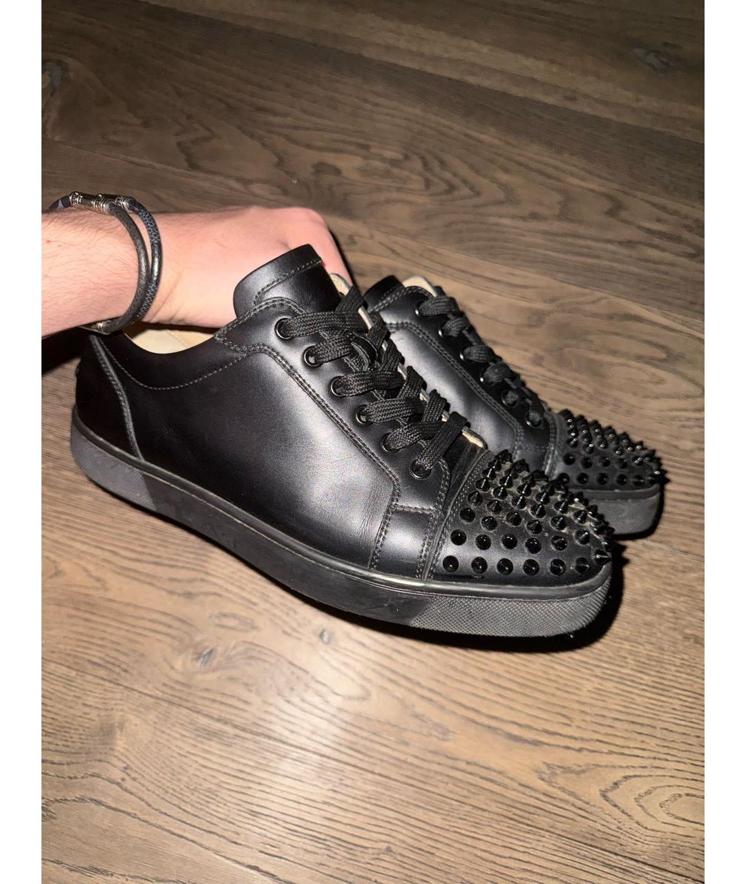 CHRISTIAN LOUBOUTIN Черные кожаные низкие кроссовки / кеды, фото 7