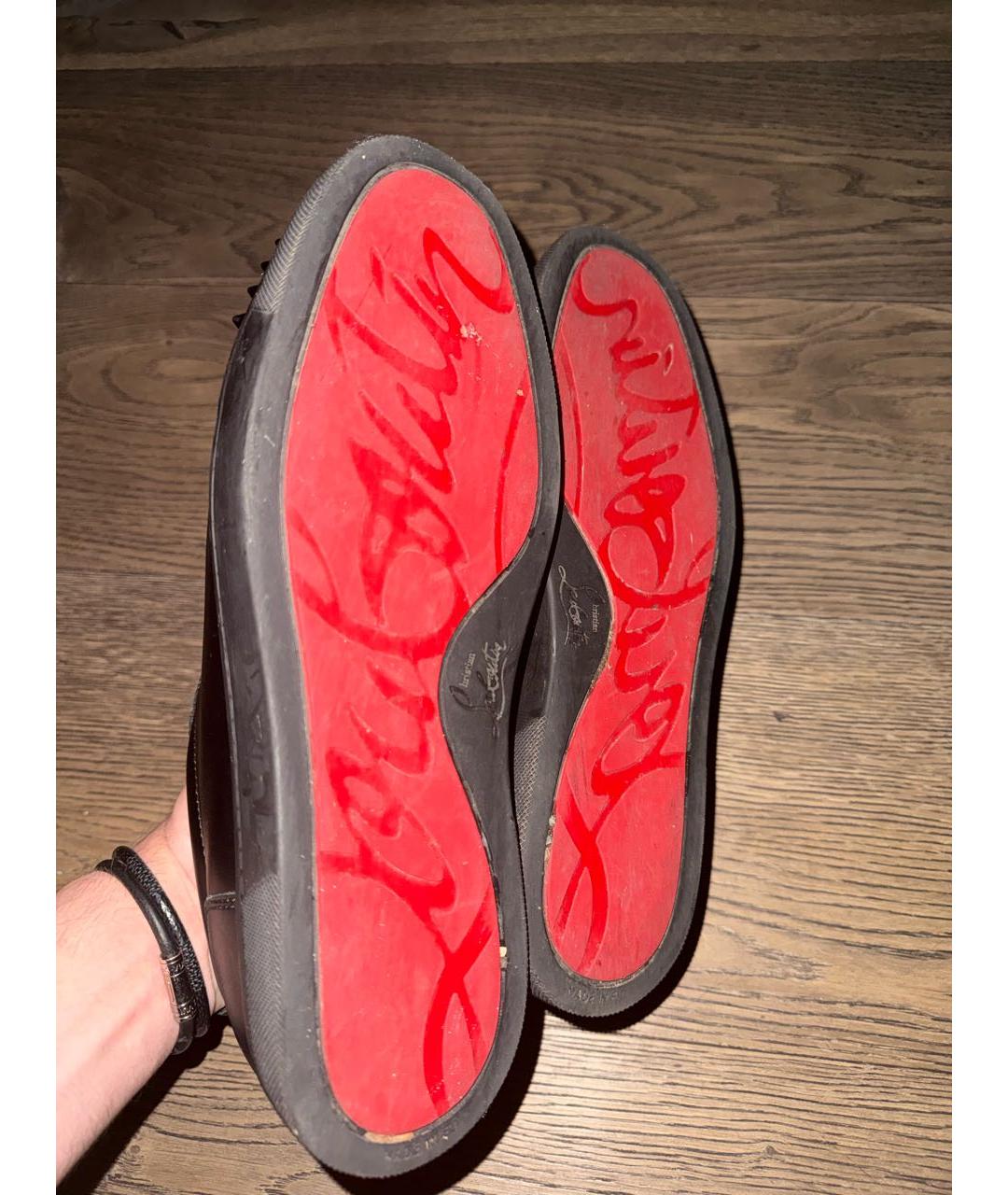 CHRISTIAN LOUBOUTIN Черные кожаные низкие кроссовки / кеды, фото 4