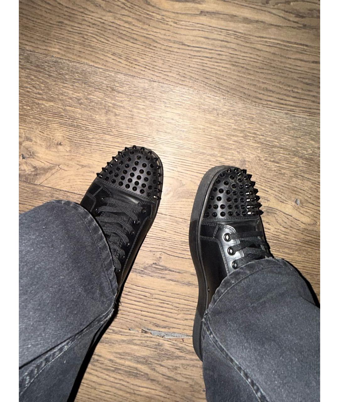 CHRISTIAN LOUBOUTIN Черные кожаные низкие кроссовки / кеды, фото 2