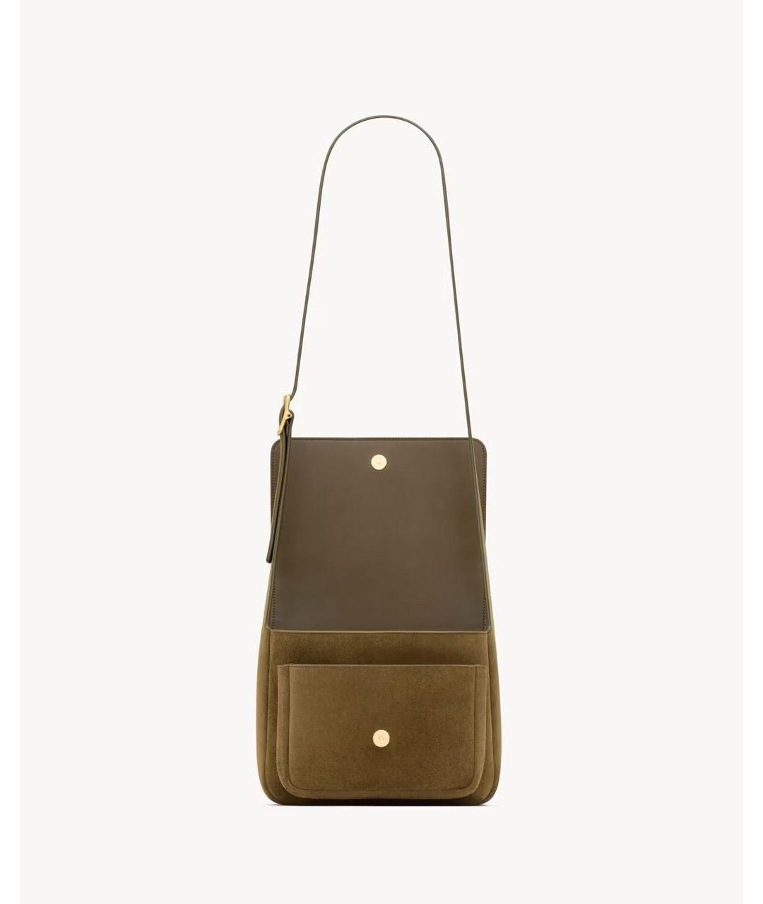 SAINT LAURENT Бежевая кожаная сумка с короткими ручками, фото 5