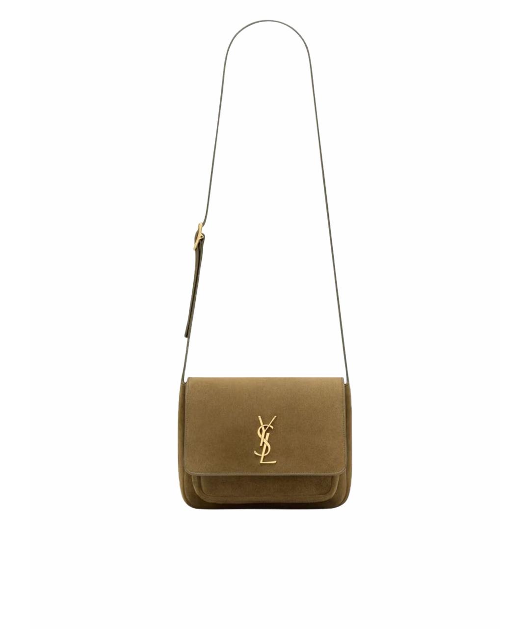 SAINT LAURENT Бежевая кожаная сумка с короткими ручками, фото 1