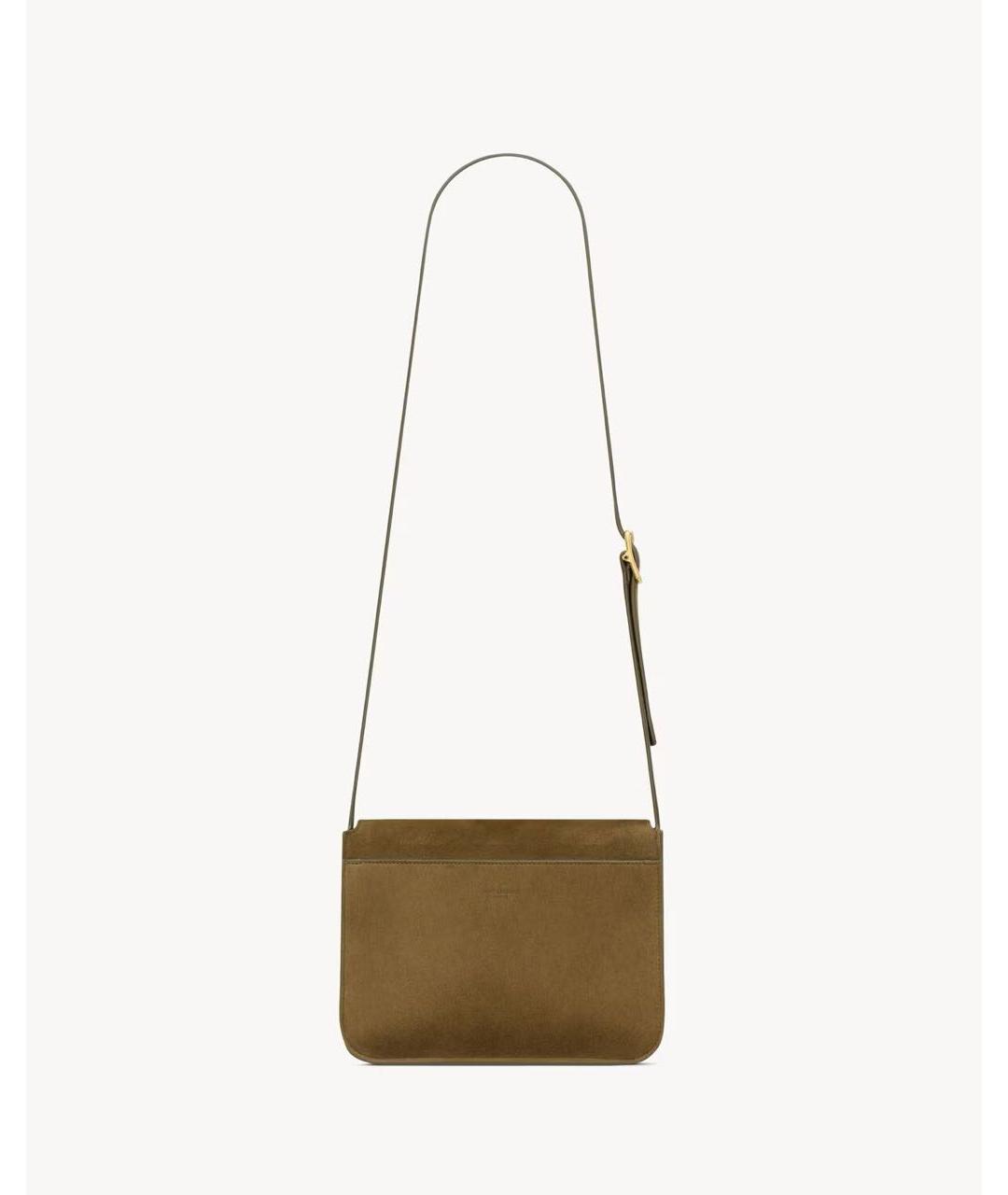 SAINT LAURENT Бежевая кожаная сумка с короткими ручками, фото 3