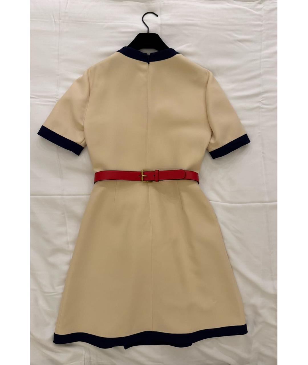 GUCCI Бежевое шерстяное повседневное платье, фото 2