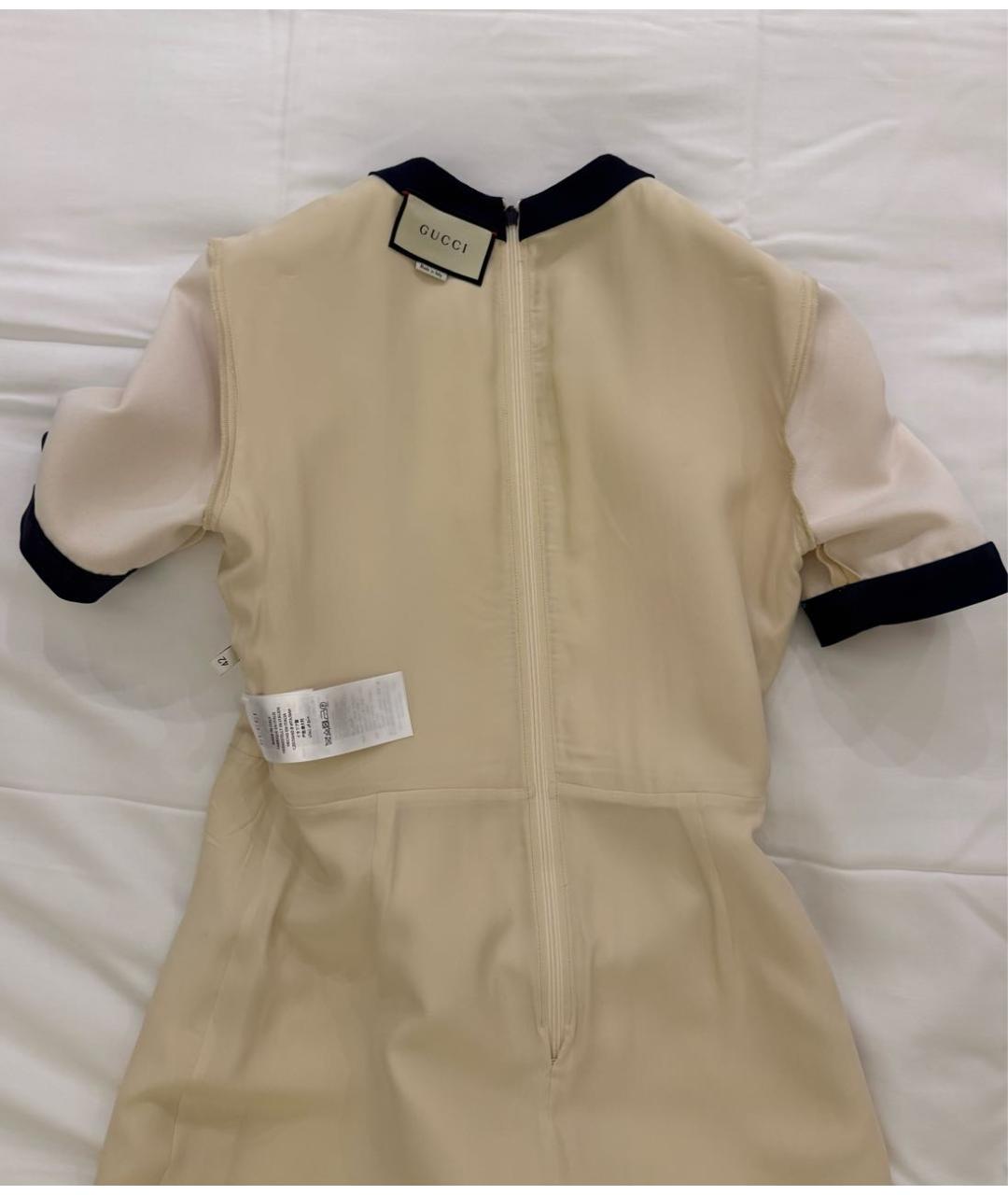 GUCCI Бежевое шерстяное повседневное платье, фото 3