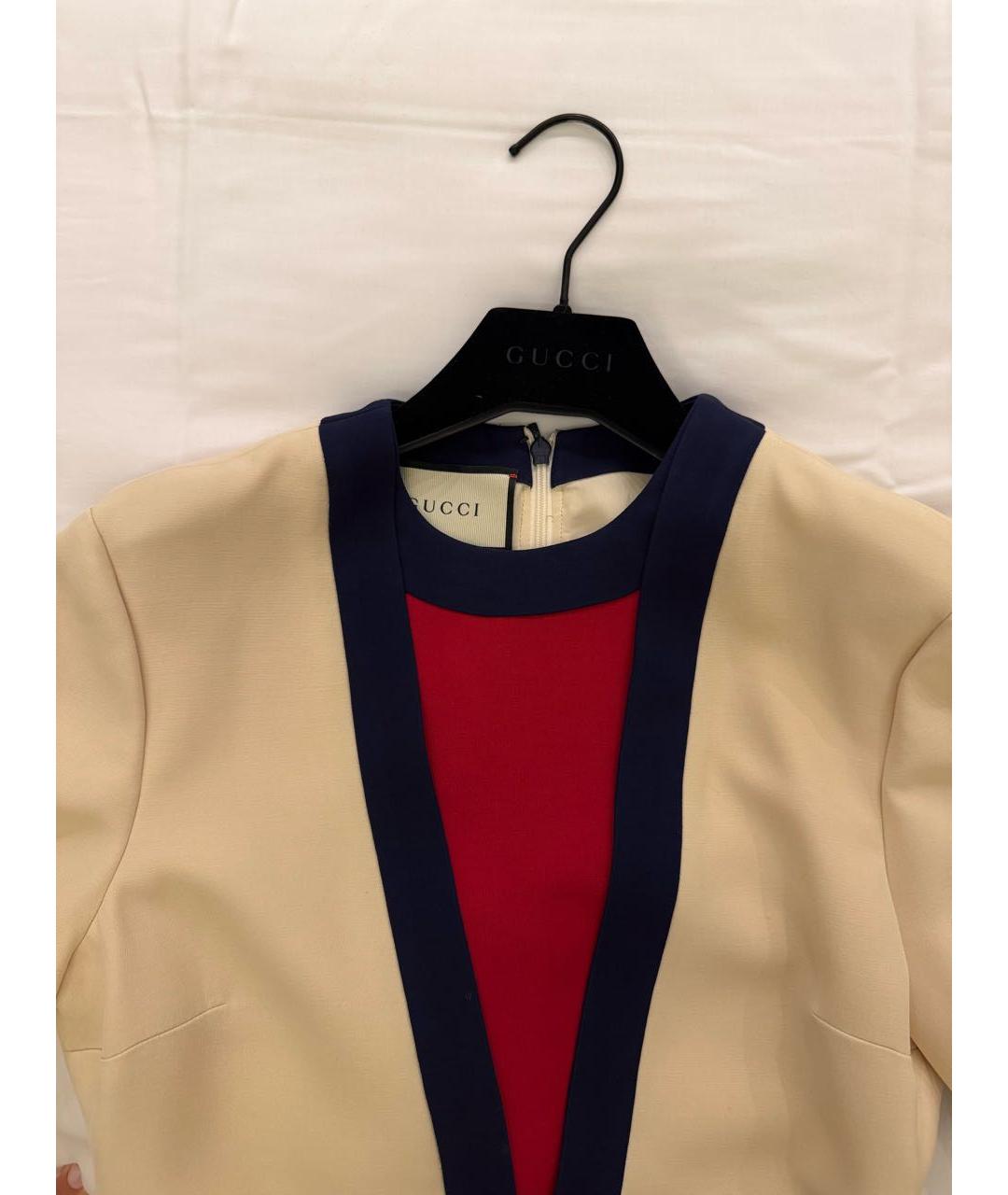 GUCCI Бежевое шерстяное повседневное платье, фото 4