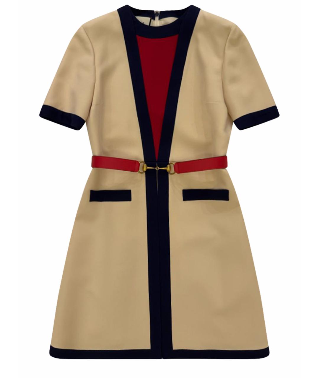 GUCCI Бежевое шерстяное повседневное платье, фото 1