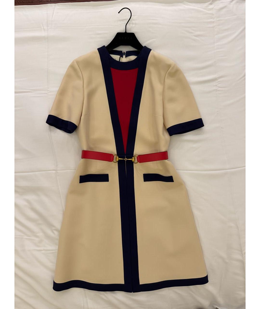 GUCCI Бежевое шерстяное повседневное платье, фото 8